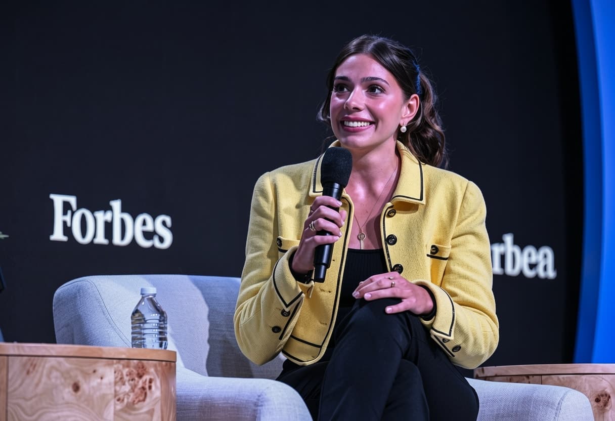 Taylor Price speaking on stage at the Forbes Creator Upfronts